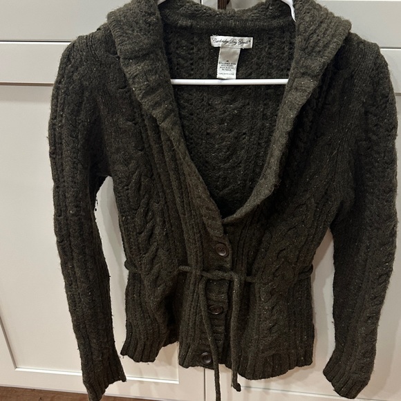 Cambridge Dry Goods Sweaters - Cambridge Dry Goods 80% Lamb Wool Hooded Sweater - Olive Green Size Medium